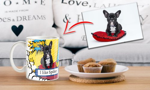 comic mug with a pet