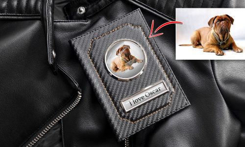 FAHRZEUGSCHEIN HÜLLE SCHWARZ MIT DEM HUNDFOTO