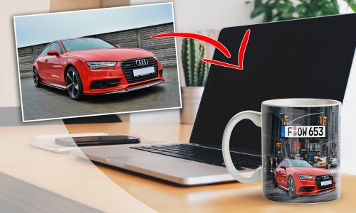 car mug by a laptop