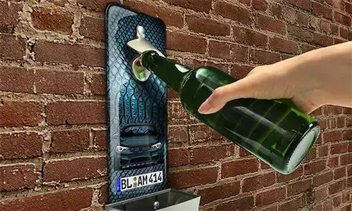Wall Bottle Opener With Cap Catcher