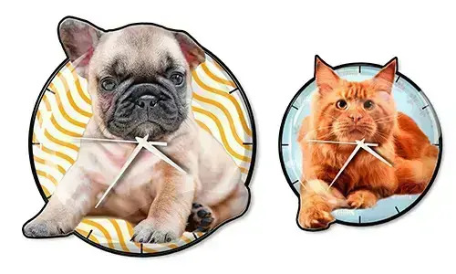 Fotoväggklocka Katt Hund