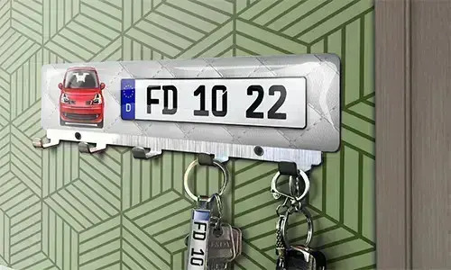 Lyxig Nyckelbräda Bilsilhuetter Registreringsskylt - Krom