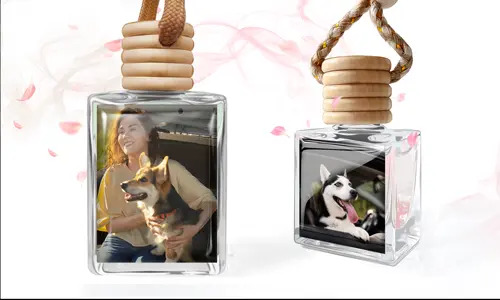 Ambientador de cristal personalizado con la foto de tu perro – regalo para dueños de perros