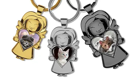 Llavero de ángel personalizado con la foto de tu adorable gato en un corazón