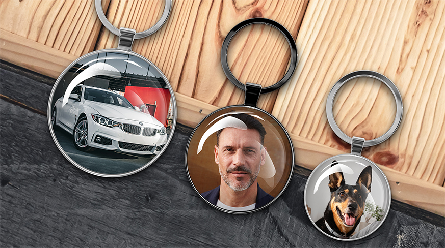 Portachiavi rotondo personalizzato con foto stampata