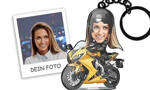 Personlig nyckelring Serietidning Motorcykel Kvinna