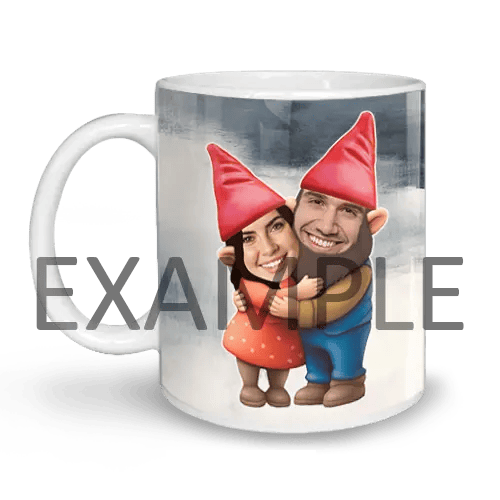 Taza personalizada con gnomos de jardín – Pareja y amigos