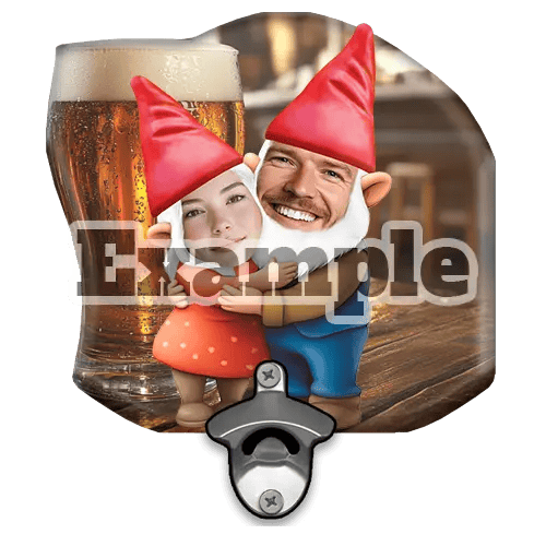 Abrebotellas de Pared Personalizado Pareja de Gnomos de Jardín Amigos