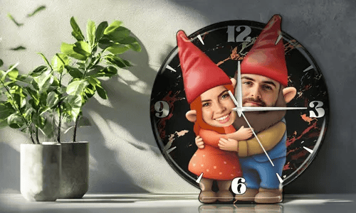 gallery-personalized-wall-clock-garden-gnomes-couple-friends-1
