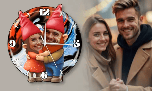 gallery-personalized-wall-clock-garden-gnomes-couple-friends-2
