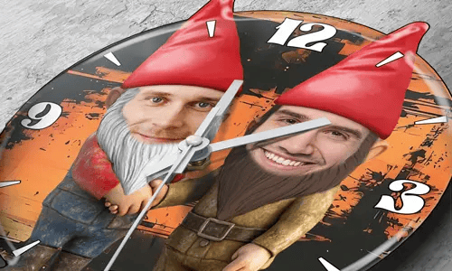 gallery-personalized-wall-clock-garden-gnomes-couple-friends-3