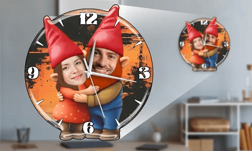 gallery-personalized-wall-clock-garden-gnomes-couple-friends-4
