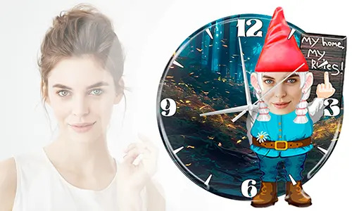 gallery-personalized-wall-clock-with-garden-gnome-print-2