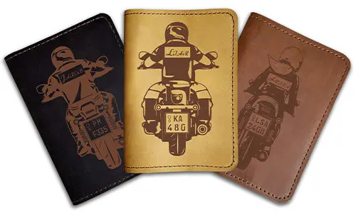 Portadocumentos de moto en cuero auténtico
