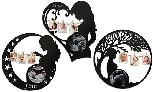 Decorazione murale personalizzata in metallo con ecografie per le future mamme