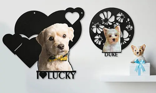 Decoración de pared única con foto y nombre de tu perro