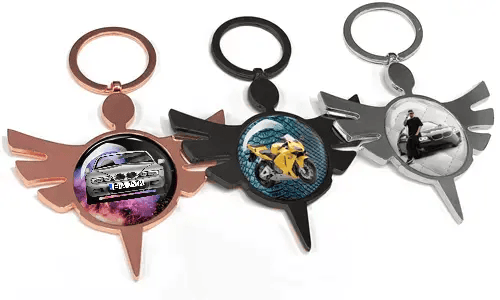 Llavero redondo ángel auto – regalo único