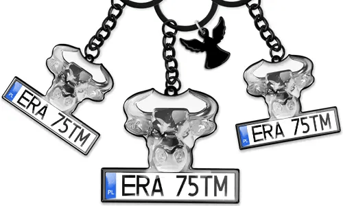 Bull nøglering nummerplade