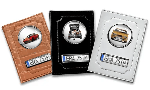 Porta documenti auto standard con auto/foto e targa per tua moglie
