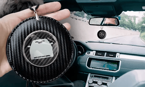 Autospiegelanhänger Rund - Carbon