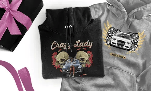 Personalisierte Hoodie mit Auto-Motiv für deine Freundin