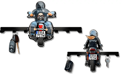 Wand-sleutelbord motorfiets naam