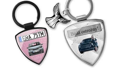 Personalized women's shield keychain