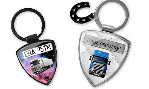 Porte-clés bouclier avec image de camion