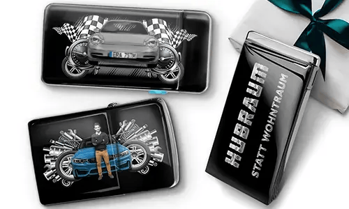 Tuning-Feuerzeug mit Auto/Foto und Nummernschild für deinen Sohn