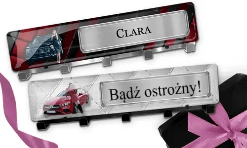 Luxury keyholder-wall with car picture and photo of your girlfriend as a great gift