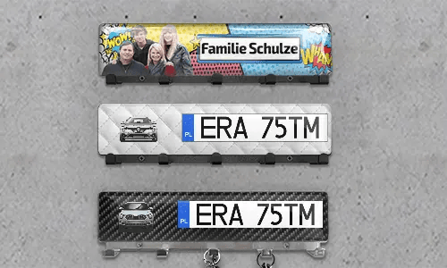 Luxe Wand-Sleutelbord Auto Silhouetten Kentekenplaat - Chroom