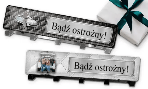 Wieszak na klucze z zdjęciem taty i tablicą rejestracyjną