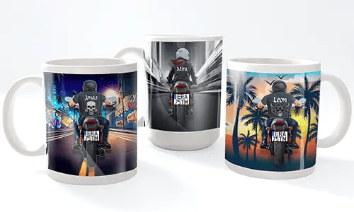 Tasse de moto avec nom