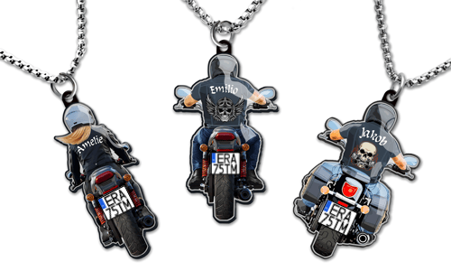 Motorrad-Halskette mit Namen