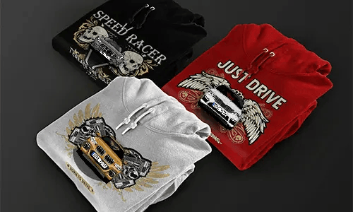 Hoodie-design med bilsilhuett