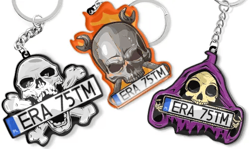 Llavero de calavera - Placa de matrícula