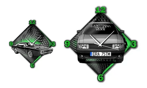 Moderne Wanduhr mit Auto-Motiv