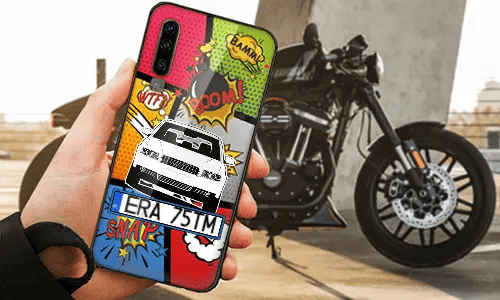 personalisierte handyhülle mit Motorradsilhouette auf dem Motorrad Hintergrund handyhülle personalisieren