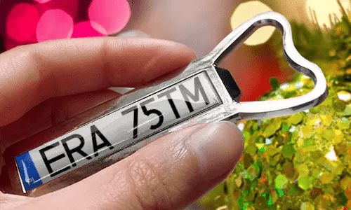bottle opener magnet with license plate
