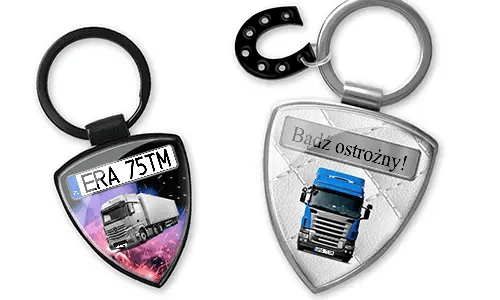 Shield keychain with truck photo