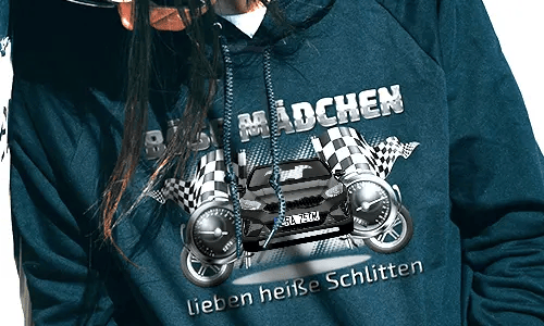 tuning pullover mit rotem Autofoto tuning hoodie