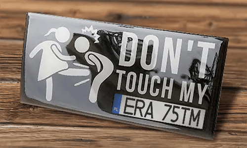 llicense plate sticker restangular on the table