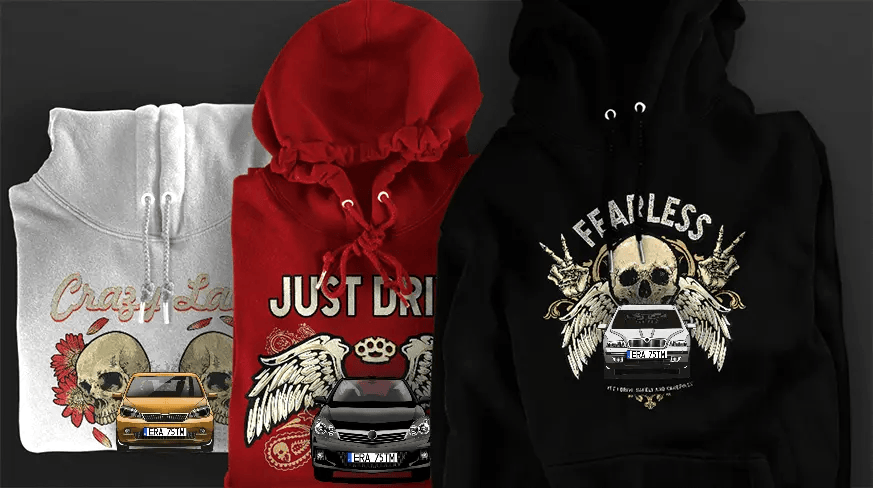 Hoodie-design med bilsilhuett