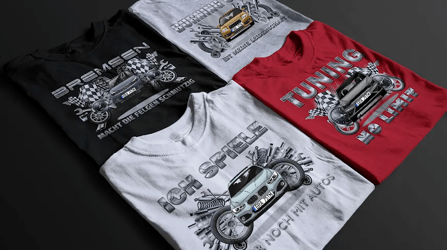 shirt tuning in vier verschiedenen Farben t shirt tuning
