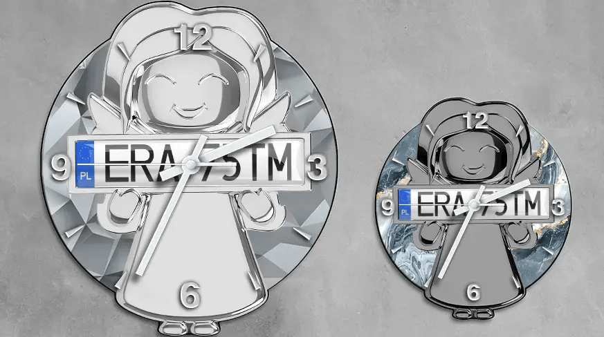 header-angel-wall-clock-license-plate